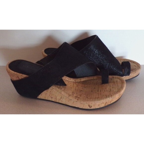 Donald Pliner Gyer Wedge Sandals Metallic Black/Black 8.5 M - Picture 2 of 5